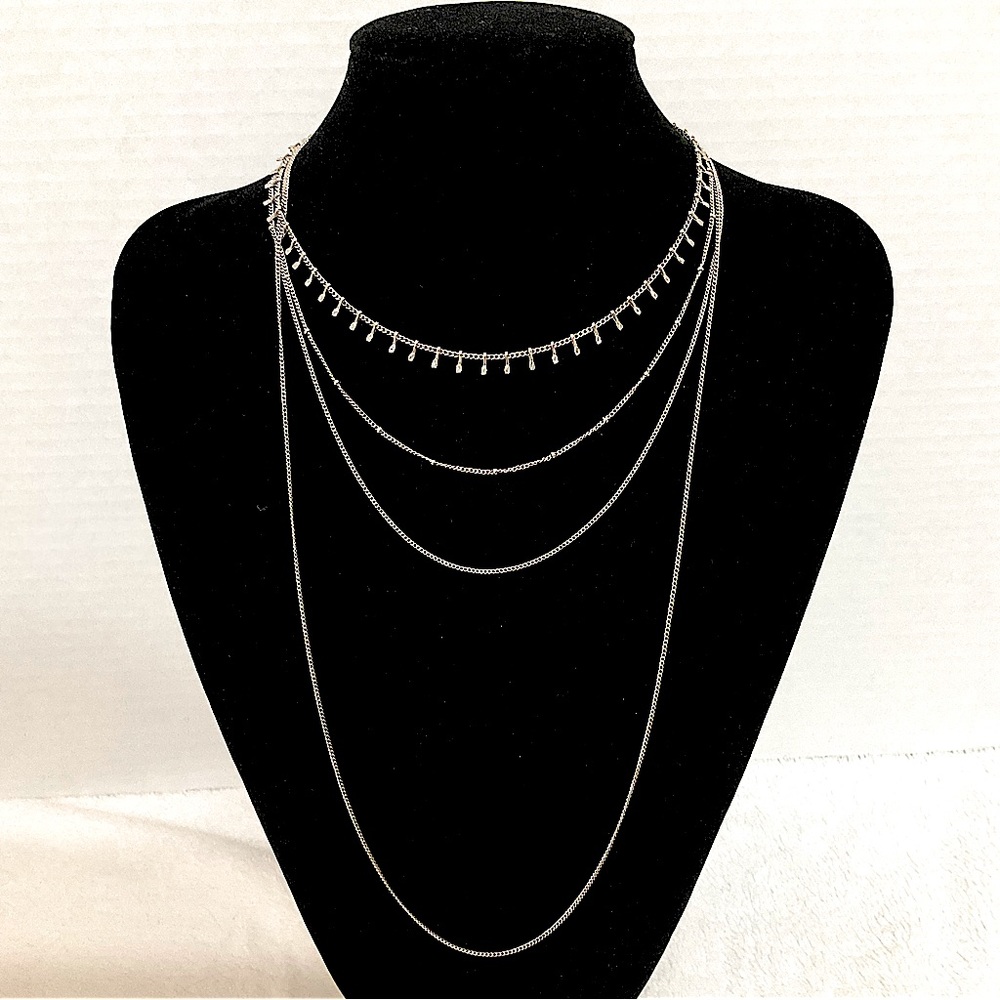 5/$25 - Dainty Multilayered Silvertone Necklace